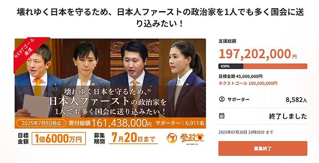 SNS로 정당 기부금을 모금한 참정당./사진=참정당 SNS