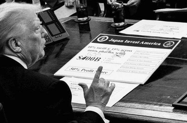 댄 스카비노 백악관 부비서실장이 공개한 미·일 관세협상 사진. X(엑스·옛 트위터)