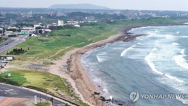 제주 신양 사구 (서귀포=연합뉴스) 박지호 기자 = 10일 오전 제주 서귀포시 성산읍 고성리 신양사구에서 바다지킴이가 해양쓰레기를 수거하고 있다. 2025.7.10 jihopark@yna.co.kr