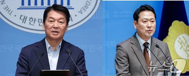 국민의힘 당권 주자인 안철수 의원(왼쪽)과 장동혁 의원. ⓒ 뉴스1