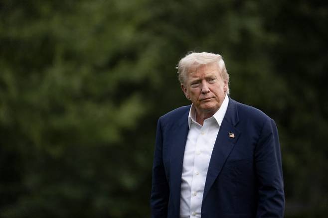 29일(현지시간) 스코틀랜드 방문을 마치고 워싱턴으로 돌아온 도널드 트럼프 미국 대통령.(사진=AFP)