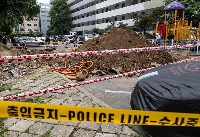 지난달 13일 오후 발생한 서울 강남구 은마아파트 매몰 사고 현장. /연합뉴스