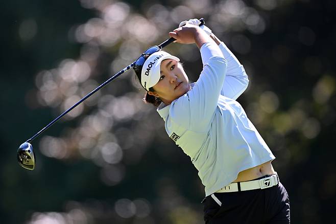 유해란이 지난 10일 아문디 에비앙 챔피언십 1라운드 3번 홀에서 티샷을 하고 있다. 게티이미지코리아