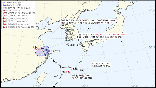 제8호 태풍 '꼬마이' 예상 이동경로