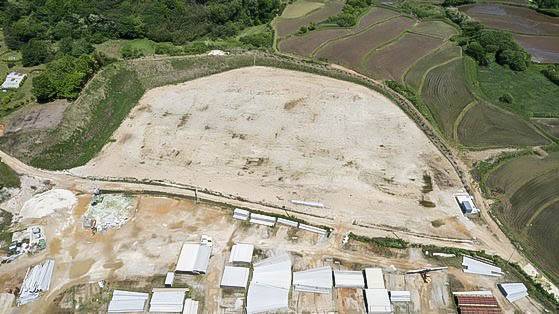 호남권 최초로 코스트코 매장이 들어설 예정인 전북 익산시 왕궁면 부지를 상공에서 촬영한 모습. 사진 익산시