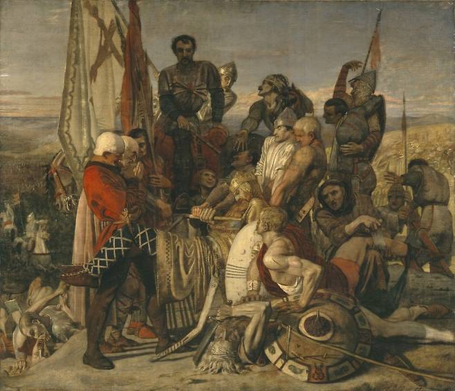 “잉글랜드의 왕은 해럴드가 아니라 나 윌리엄이다.” 19세기 화가 포드 브라운의 작품.