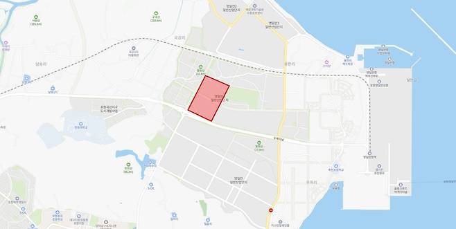 씨앤피신소재테크놀로지가 포항시 북구 영일만산업단지에 소유한 부지. <포항시 제공>