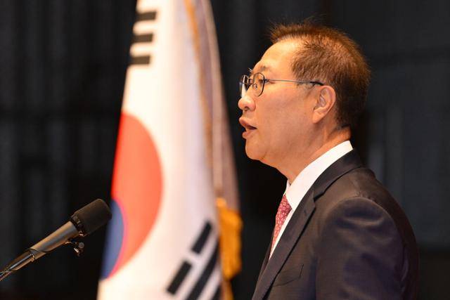 박성재 전 법무부 장관이 6월 5일 정부과천청사 1동 대강당에서 열린 이임식에서 마지막 소회를 밝히고 있다. 최주연 기자