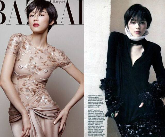전지현이 샤넬 드레스를 입고 표지를 장식했다. / 하퍼스 바자 코리아