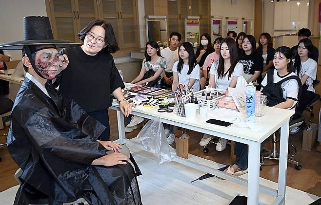 호남대 뷰티미용학과 학생들이 강의를 듣고 있는 모습. 호남대 제공