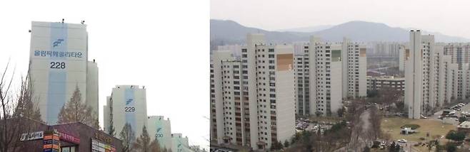 서울 송파구 문정동 올림픽훼밀리타운(왼쪽)과 잠실동 아시아선수촌아파트. / 조선DB