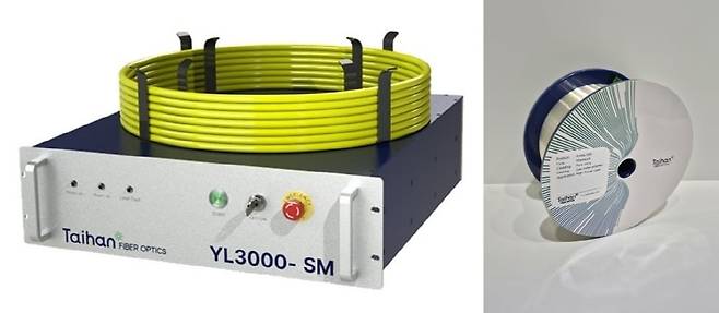 대한광통신의 레이저 발진기 및 레이저 광섬유. /대한광통신 제공