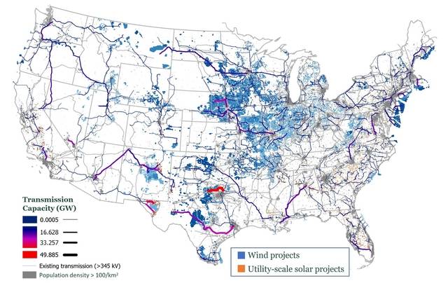 넷제로 아메리카 프로젝트의 2050년 미국 에너지 인프라 전망.