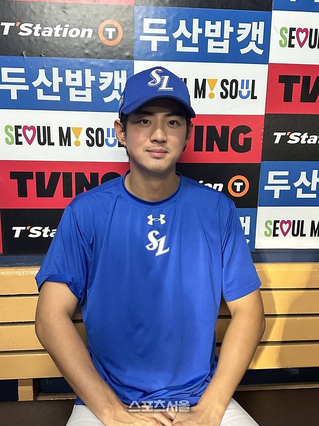 삼성 구자욱이 27일 서울 잠실구장에서 열린 2025 KBO리그 두산전에서 14-1로 승리한 뒤 인터뷰에 응하고 있다. 잠실 | 이소영 기자 sshong@sportsseoul.com