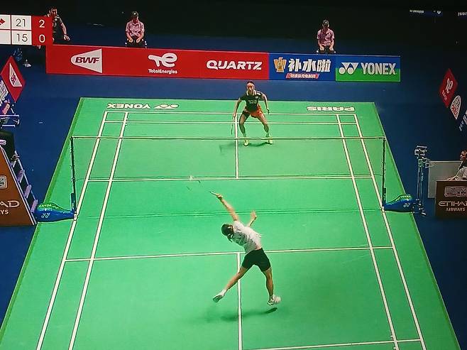 안세영의 32강전. BWF TV 화면 캡처