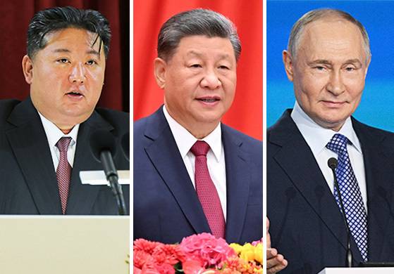 김정은 북한 노동당 총비서, 시진핑 중국 국가주석, 블라디미르 푸틴 러시아 대통령(왼쪽부터). (뉴스1 DB) 2025.08.28/뉴스1
