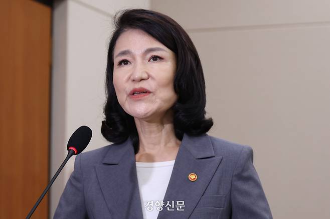 이진숙 방송통신위원장이 지난 20일 국회에서 과학기술정보방송통신위원회 전체회의에서 발언하고 있다. 한수빈 기자