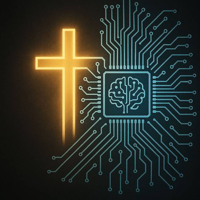 십자가와 인공지능 이미지. 챗GPT