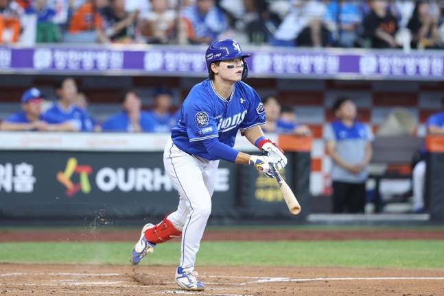 박승규의 타격 모습. /사진=삼성 라이온즈