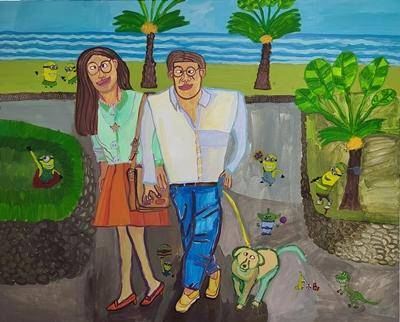 전민재 작가가 2023년 완성한 작품 '제주도산책'. 밀알복지재단 제공