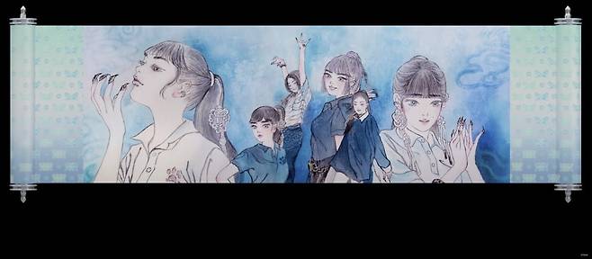 '2025 전남국제수묵비엔날레' 참여 작가인 박지은 작가가 작업한 걸그룹 아이브의 뮤직비디오 장면. /전남국제수묵비엔날레