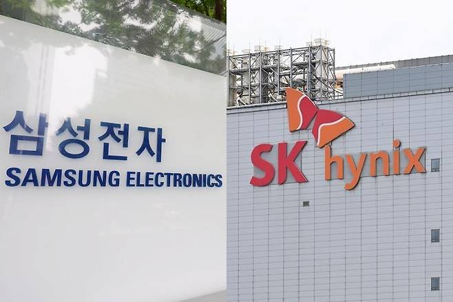 (왼쪽부터) 삼성전자 로고, SK하이닉스 로고(자료사진) ⓒ뉴시스