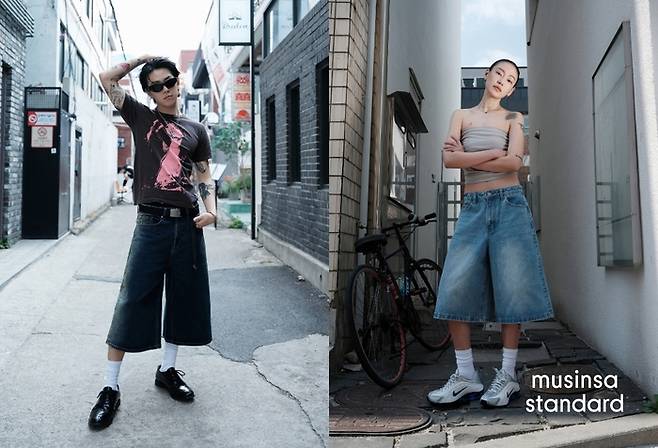 무신사 모델이 ‘무신사 스탠다드’의 ‘버뮤다팬츠’를 입고 있다. <무신사>