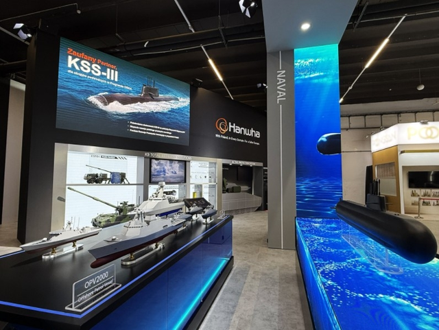 폴란드 국제방산 전시회(MSPO) 2025에 전시된 ‘장보고-Ⅲ(KSS-Ⅲ) 배치-Ⅱ’ 모형.한화에어로스페이스 제공