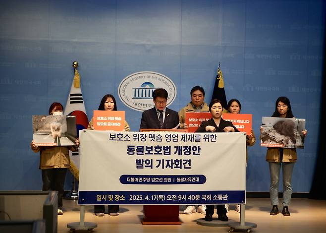 '신종펫숍'이라 불리는 보호소 위장 펫숍을 제재하기 위한 동물보호법 개정안이 4월 17일 국회에서 발의됐다(동물자유연대 제공). ⓒ 뉴스1
