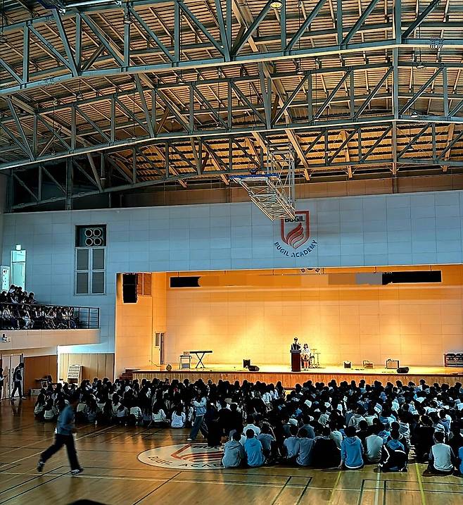 천안 북일고등학교 강당. 사진은 기사 내용과 관계없음. 독자 제공.
