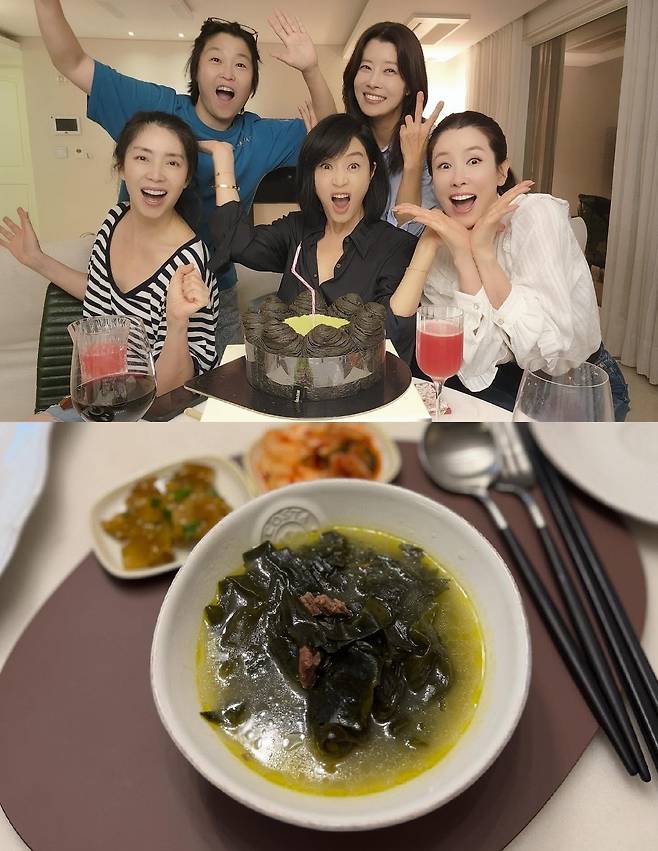 송윤아가 끓여준 것으로 보이는 미역국. 김혜수 SNS 캡처