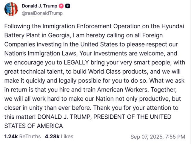 트럼프 대통령 트루스소셜 캡쳐