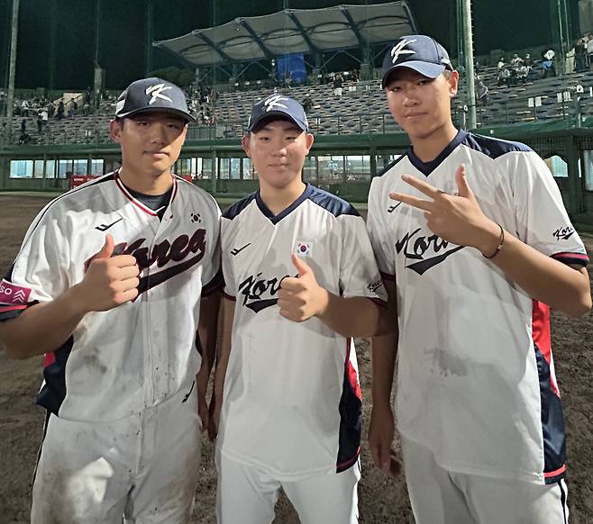 팀 노히트노런을 합작한 엄준상,이태양,신동건. 사진제공=대한야구소프트볼협회