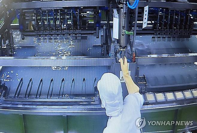 강릉 '초당두부'도 위기 (강릉=연합뉴스) 강태현 기자 = 강릉시가 최악의 가뭄으로 '재난 사태' 선포 12일째를 맞은 10일 강릉초당두부 공장에서 두부가 제조되고 있다. 콩 세척과 불리기, 끓이기, 여과, 열 냉탕 처리 등 과정에 물 사용이 필수적인 탓에 두부 식당과 공장은 단수로 인한 생업 위기를 토로하고 있다. 사진은 공장 내 폐쇄회로(CC)TV에 찍힌 공장 내부 모습. 2025.9.10 taetae@yna.co.kr