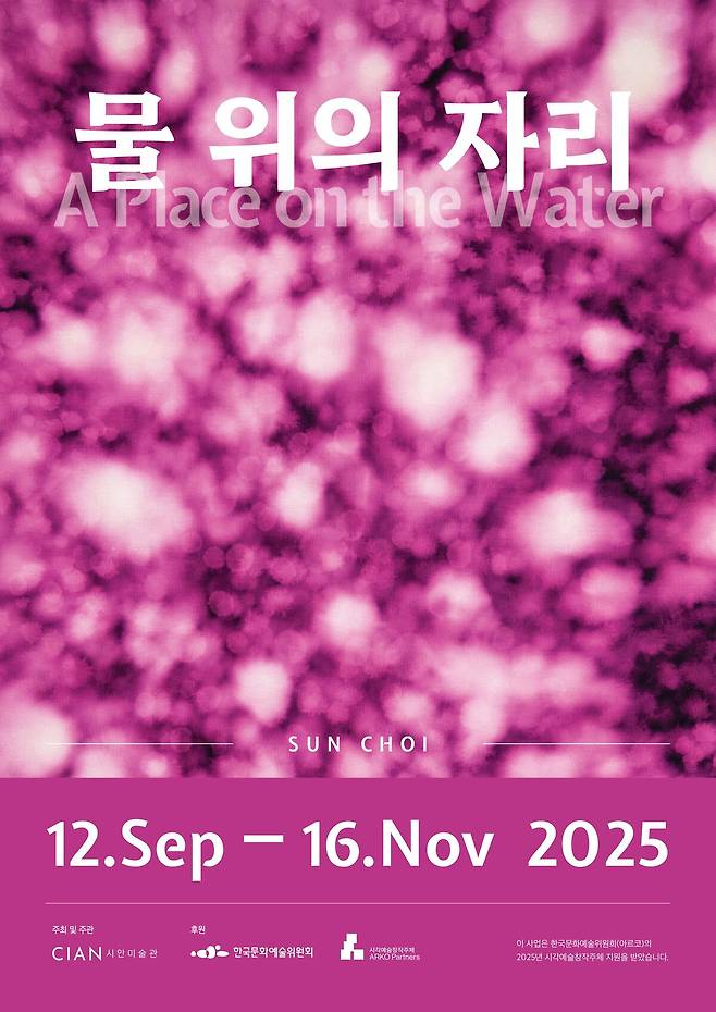 영천 시안미술관의 2025년 하반기 특별기획전 최선 개인전 ‘물 위의 자리(A Place on the Water)’전 포스터.