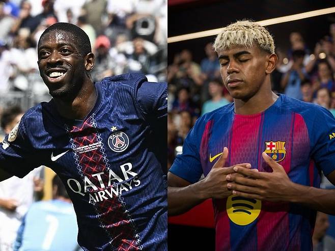 파리 생제르맹(PSG)의 우스만 뎀벨레와 FC바르셀로나의 라민 야말이 2025 발롱도르의 유력 후보로 좁혀지고 있다. 사진출처|PSG·FC바르셀로나 페이스북