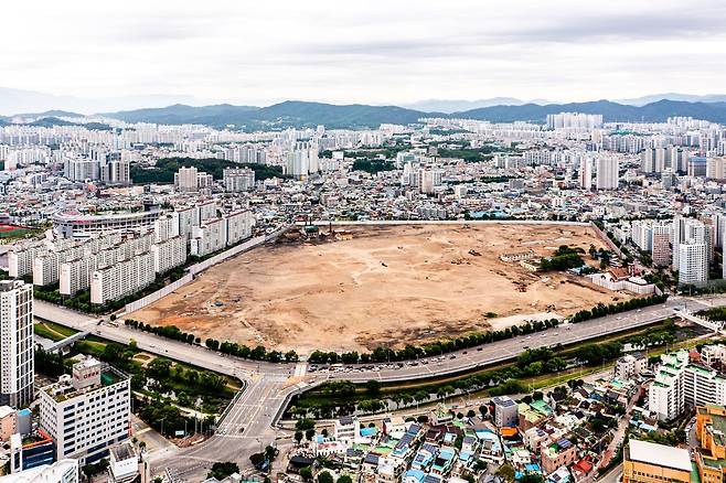 광주 북구 임동 전방·일신방직 공장 부지 철거 후 모습.(챔피언스시티복합개발피에프브이 제공. 재판매 및 DB 금지)