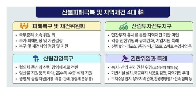 18일 국회 산불특위를 통과한 초대형 산불피해 특별법의 4대 중점 내용. 경북도 제공