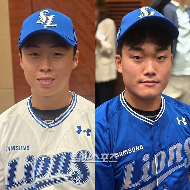 17일 2026 신인 드래프트 현장에서 만난 삼성 신인 이호범-김상호. 사진=윤승재 기자
