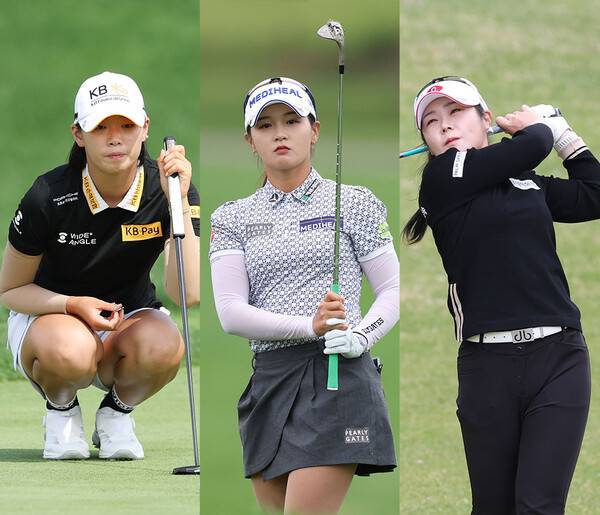 2025년 한국여자프로골프(KLPGA) 투어 하나금융그룹 챔피언십에 출전한 방신실, 박현경, 이소영 프로. 사진제공=KLPGA (사진을 무단으로 사용하지 마십시오.)