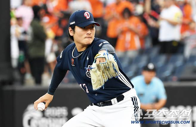 20일 대전 한화생명볼파크에서 열린 한화 이글스와 두산 베어스의 경기. 두산 곽빈이 역투하고 있다. 대전=박재만 기자 pjm@sportschosun.com/2025.08.20/