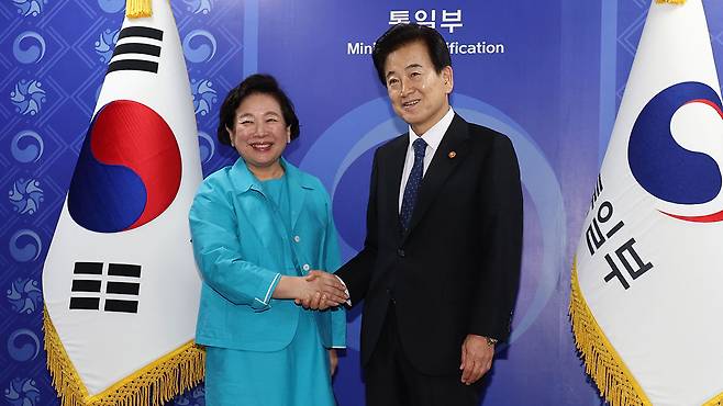 통일부 방문한 현정은 회장