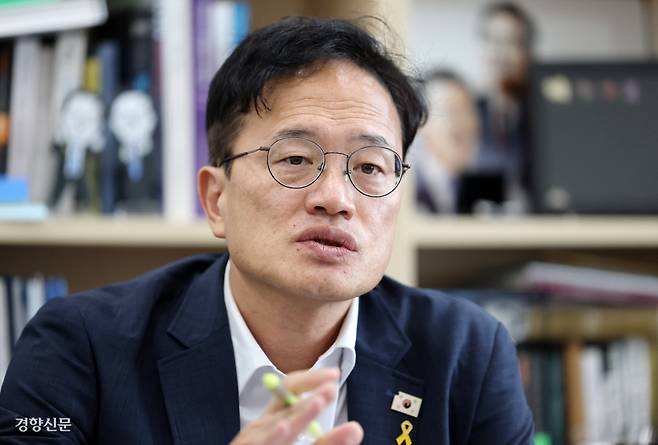 박주민 더불어민주당 의원이 23일 경향신문과 인터뷰하며 서울시장 출마 의사를 밝히고 있다. 박민규 선임기자