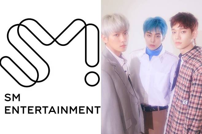 ▲ SM로고(왼쪽), 첸백시. 제공| SM엔터테인먼트