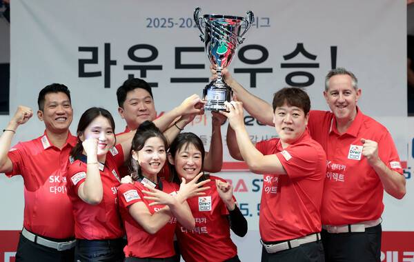 PBA 팀리그 3라운드 우승을 차지한 SK렌터카. ⓒPBA
