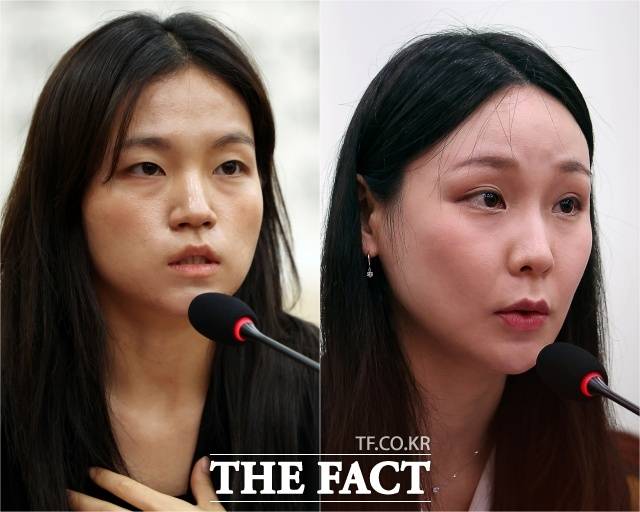 서울경찰청 공공범죄수사대는 24일 오후 1시께 대전 유성경찰서 출장 조사에서 고발인 김경호 법무사무소 현인 변호사를 불러 조사했다. 사진은 지난 5일 국회 법제사법위원회 검찰개혁 입법청문회에 증인으로 출석한 서울남부지검 김정민·남경민 수사관 모습./뉴시스