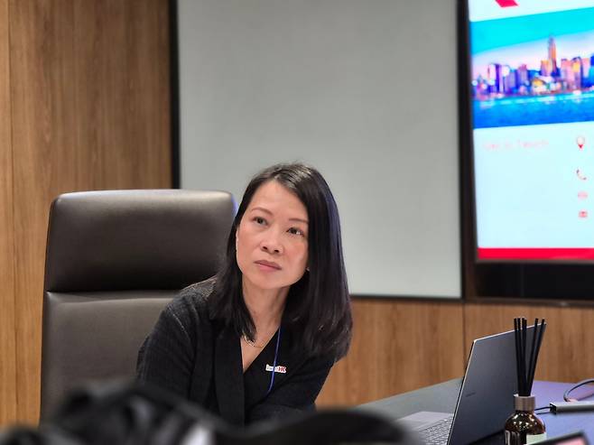 25일 서울 강남구 코엑스 기자간담회 중인 신디 웡 홍콩투자청 관광·호텔 부문 책임자 / 김송이 기자