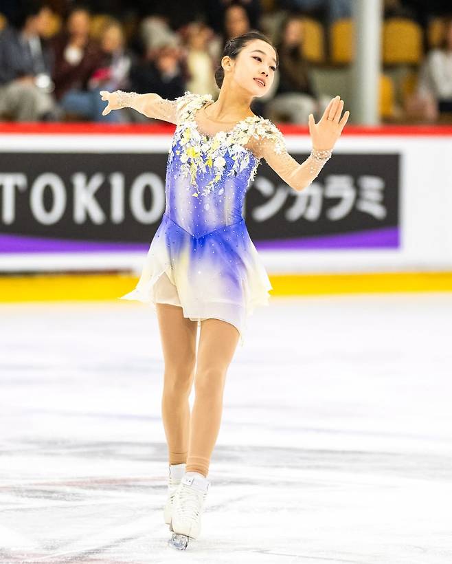 지난 8월 라트비아에서 열린 2025~26 ISU 피겨스케이팅 주니어 그랑프리 1차 대회 프리스케이팅서 연기를 펼치고 있는 허지유. 사진=ISU