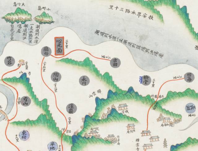 1872년 무장현지도의 검당리 앞바다