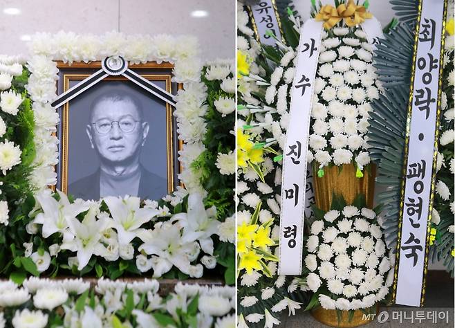 26일 서울 송파구 서울아산병원 장례식장에 마련된 개그맨 전유성의 빈소에 근조화환들이 놓여 있다. /사진=공동취재단